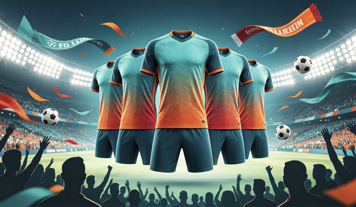 warehouse shelves of soccer jerseys / packed FBA cartons